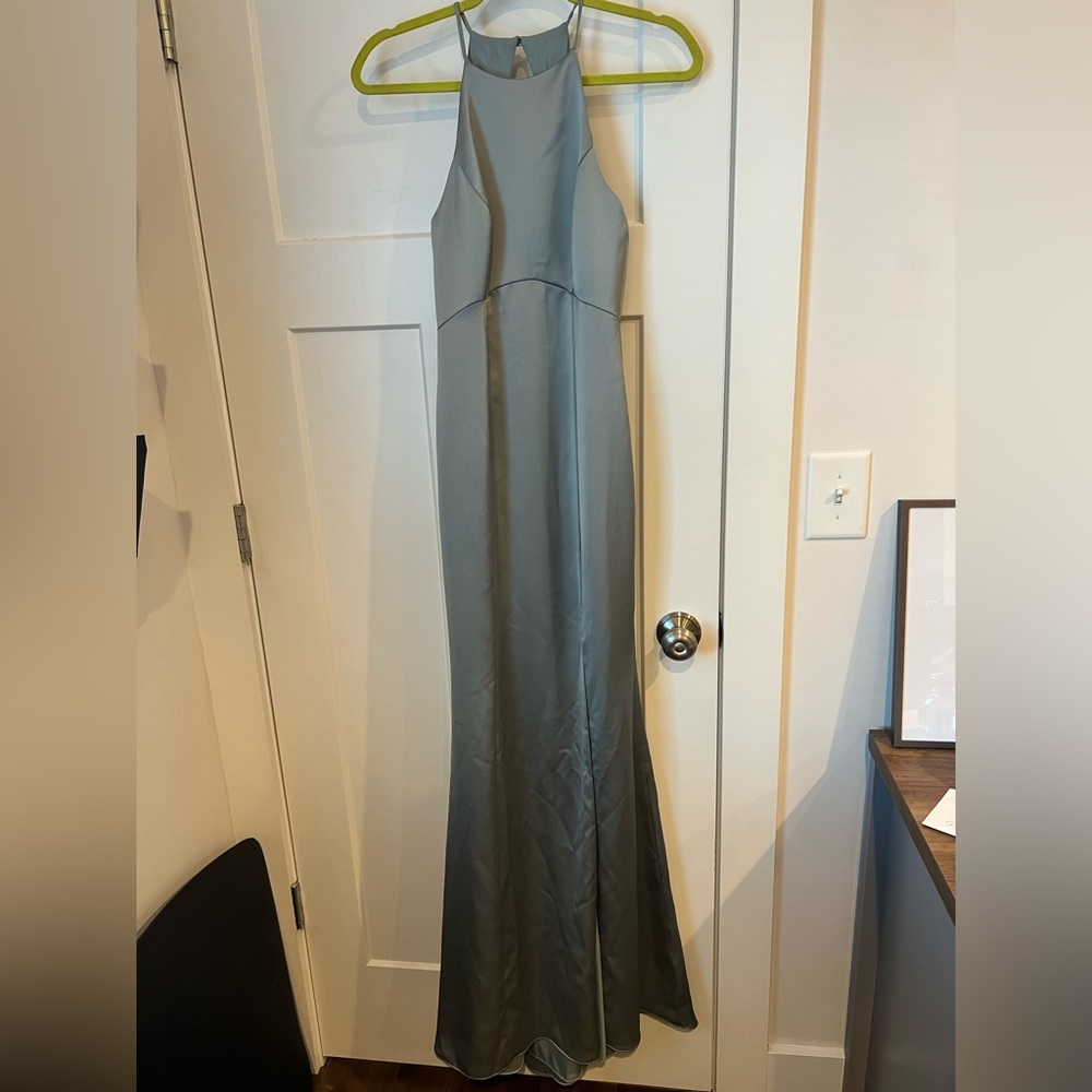 BRAND NEW AMSALE bridesmaids dress. Sage size 2.